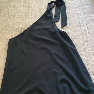 Black Pink Lily one shoulder back dress.  Ties at shoulder. Size L.
